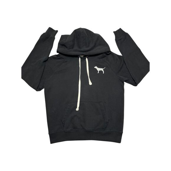 Victoria Secret Pink Black Relaxed Classic Pullover Hoodie Size Medium - Picture 2 of 8